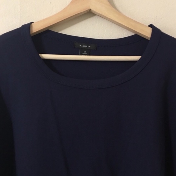 Halogen Navy Blue Cinched Tie Cuffed Sweater - Picture 4 of 8